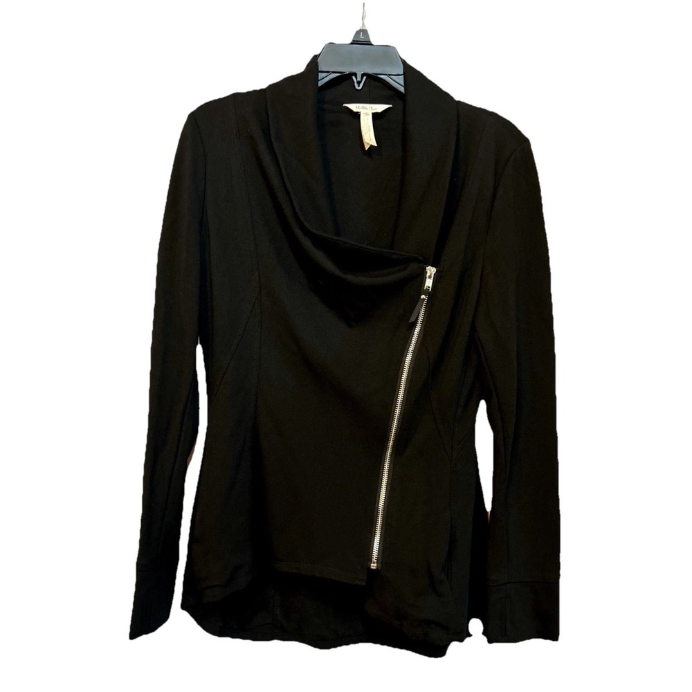 Matilda Jane Laia Womens Ponte Zippered Jacket Black Size Medium